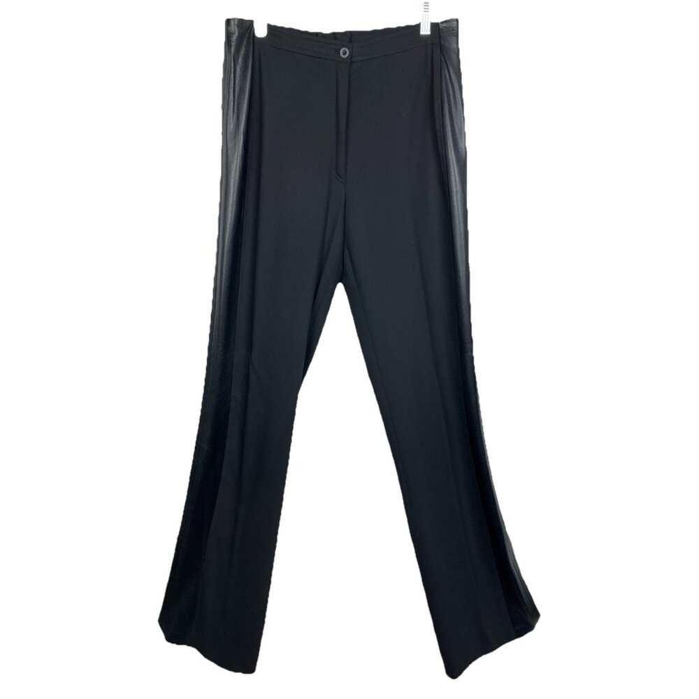 TALL 40 Escada  Tuxedo Pants Cocktail Evening Side Insert Leather